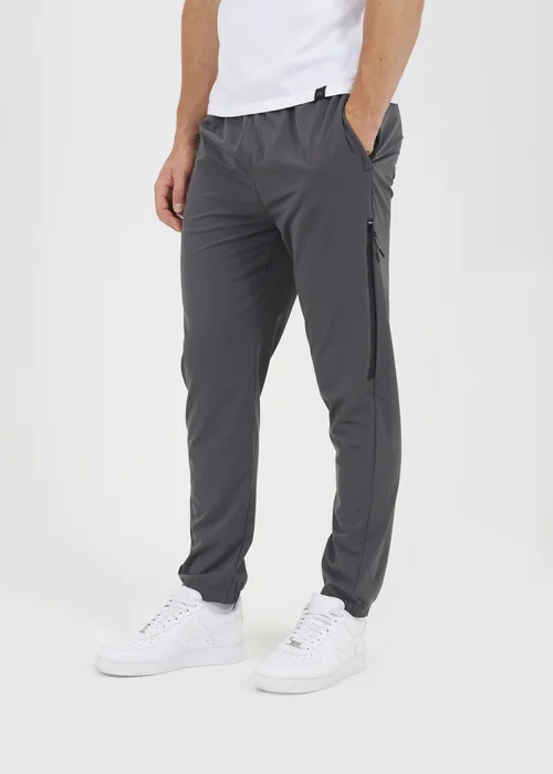 Brave Soul Dark Grey Straight Leg Elasticated Waist Trousers - L Image 1