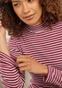 Cotton Traders Rusty Red Wrinkle Free Long Sleeve Stripe Turtleneck Top - Size 14 Clothing Image 3