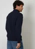 Threadbare Navy Mock Tee Textured Knit Quarter Zip Jumper - Large Image 2