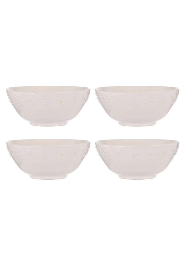 Price & Kensington Cream Daisy Set of 4 Cereal Bowls 16.5cm