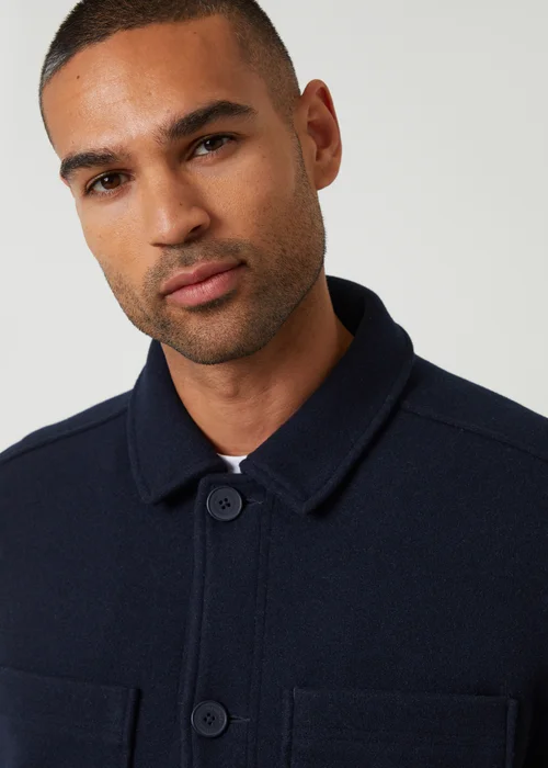 Threadbare Navy Faux Wool Button Up Quilted Shacket - XL Image 4