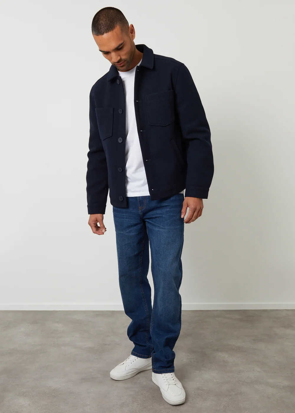Threadbare Navy Faux Wool Button Up Quilted Shacket - XL Image 3