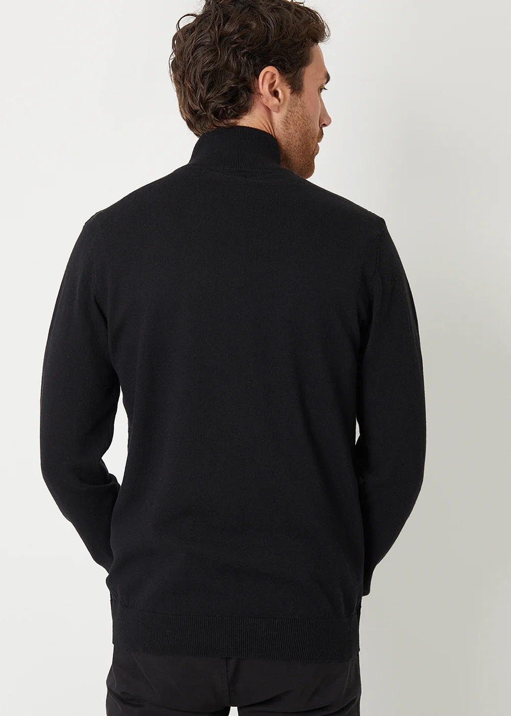 Threadbare Black Mini Cable Knit Quarter Zip Jumper - Extra Large Image 2