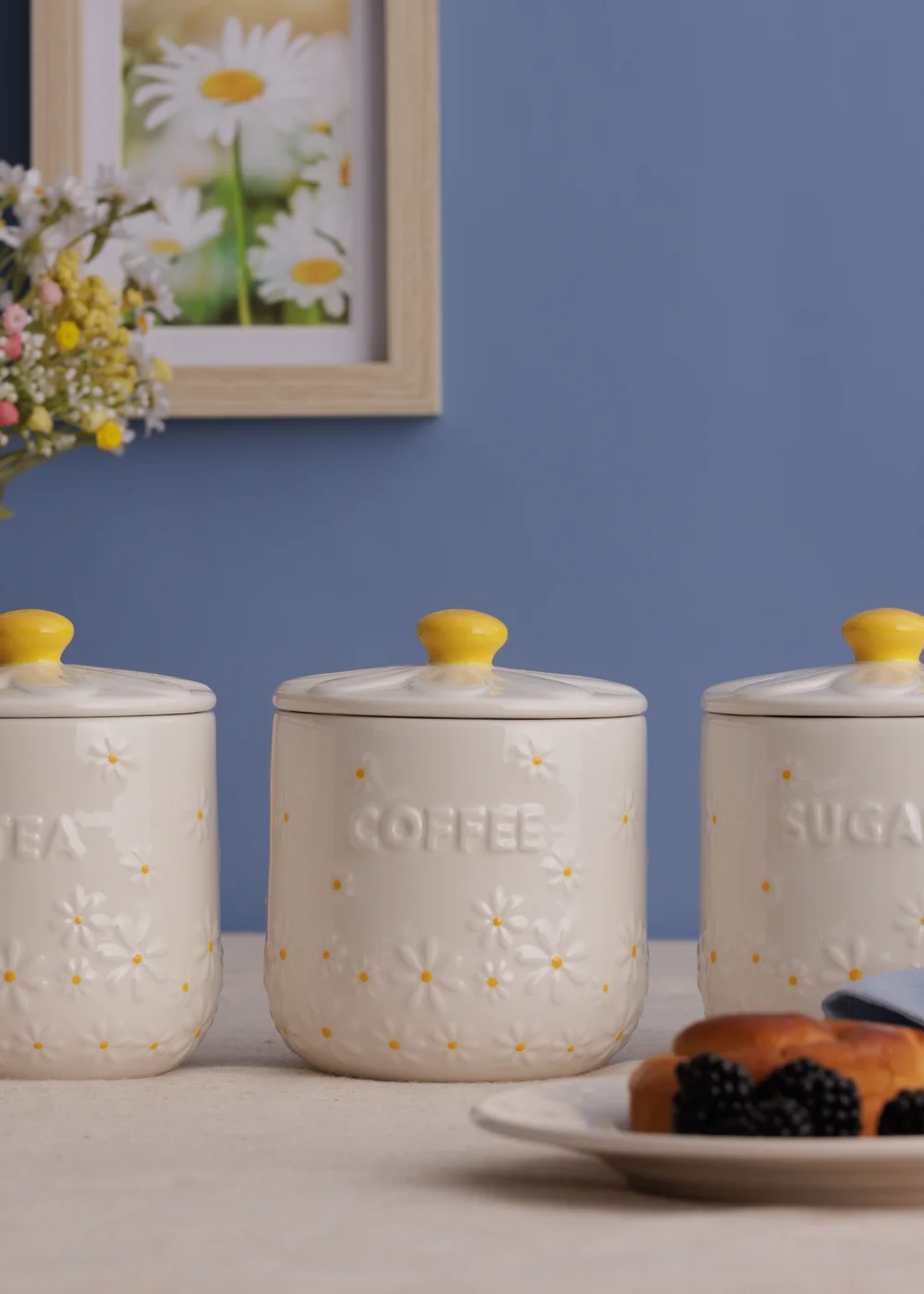 Price & Kensington Daisy Tea, Coffee & Sugar Storage Jars Set of 3 - One Size Image 3