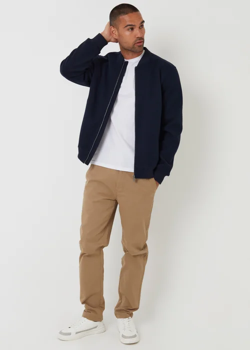 Threadbare Navy Brushed Bomber Jacket - L Image 3
