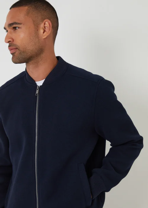 Threadbare Navy Brushed Bomber Jacket - L Image 4