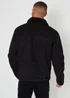 Threadbare Black Faux Suede Borg Lined Aviator Jacket - L Image 2