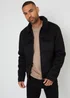 Threadbare Black Faux Suede Borg Lined Aviator Jacket - L Image 1