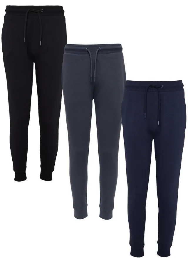 Threadbare Navy 3 Pack Tangelo Regular Fit Joggers