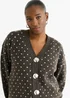 Gini London Chocolate Spot Print Button Cardigan Look Jumper - S/M Image 3