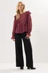PixieGirl Petite Burgundy Red Frill Shoulder Chiffon Blouse - Size 12 Image 2