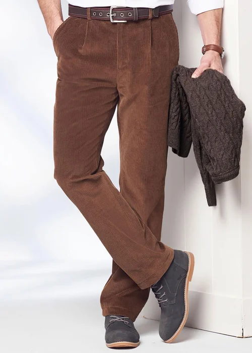 Cotton Traders Nutmeg Pleat Front Cord Trousers - 38/L31 Image 2