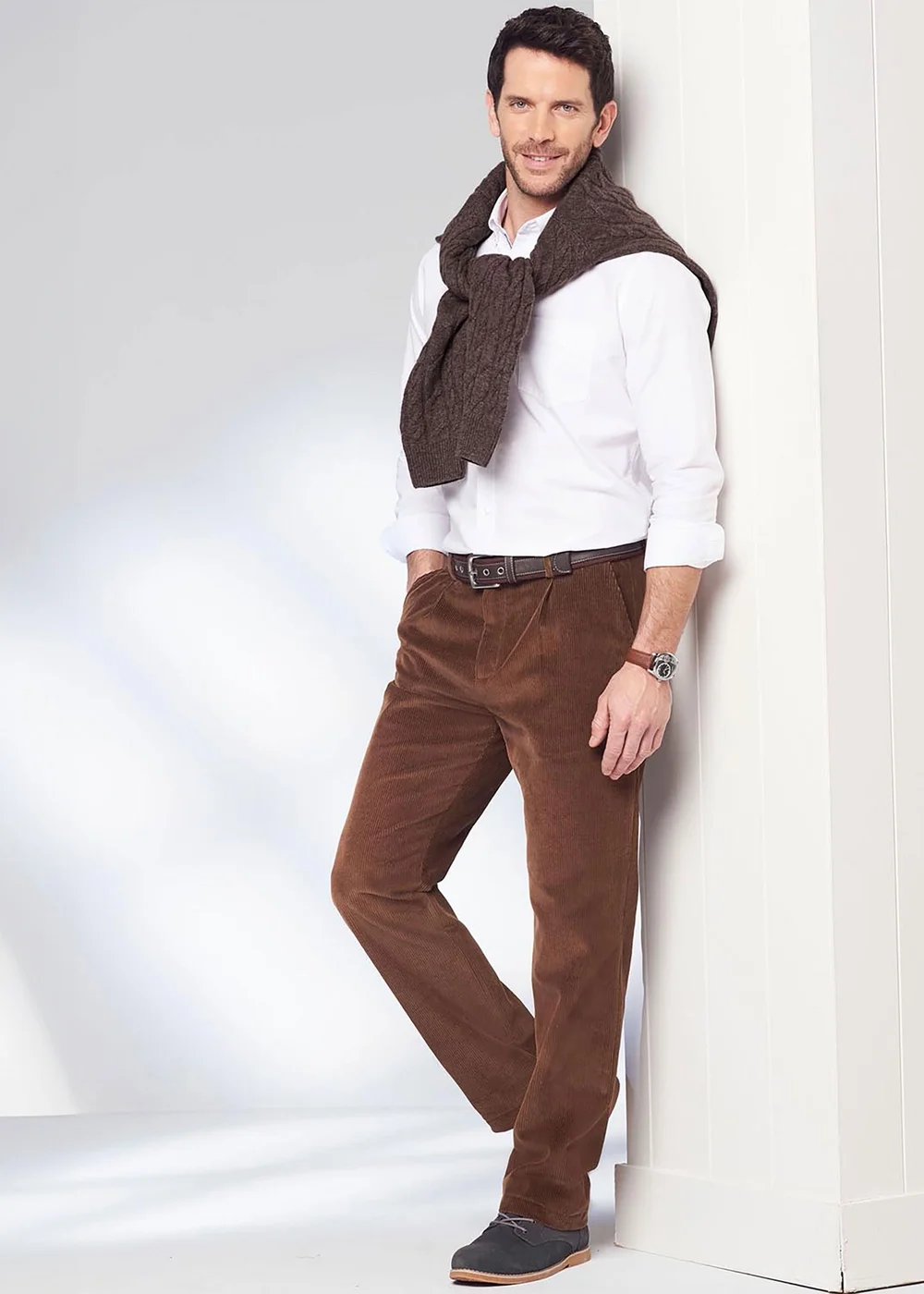 Cotton Traders Nutmeg Pleat Front Cord Trousers - 38/L31 Image 1