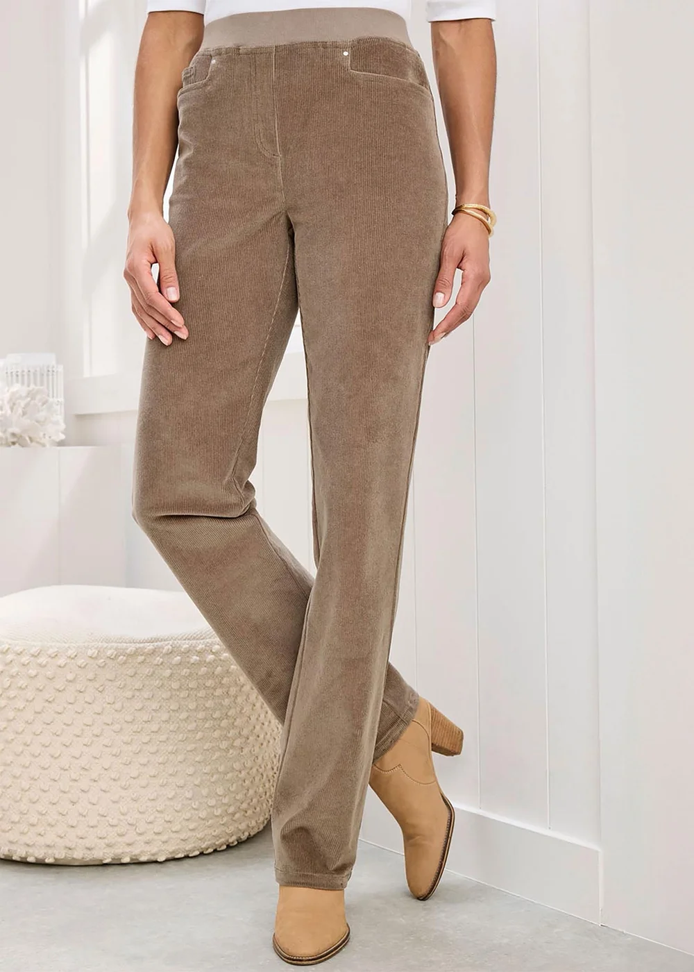 Cotton Traders Dark Chestnut Premium Pull On Cord Trousers - 12/L29 Image 3