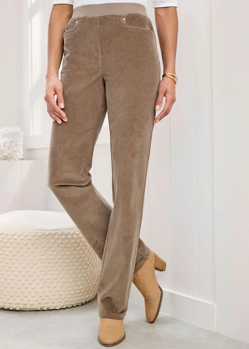Cotton Traders Dark Chestnut Premium Pull On Cord Trousers - 12/L29 Image 3