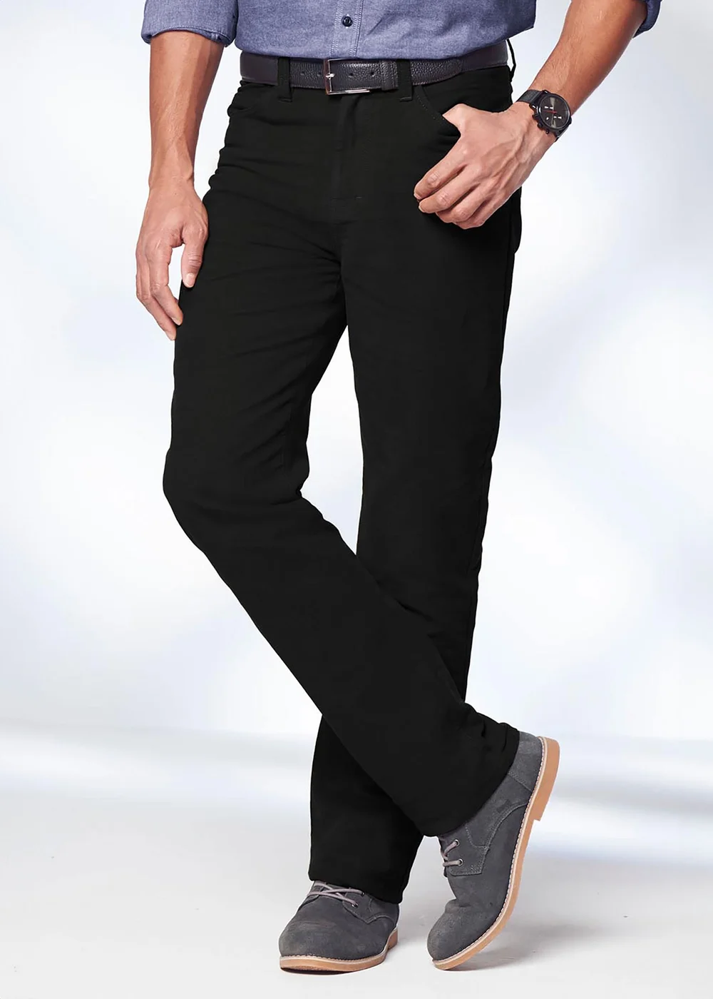 Cotton Traders Black Cotton Moleskin 5 Pocket Trousers - 44/L29 Image 1