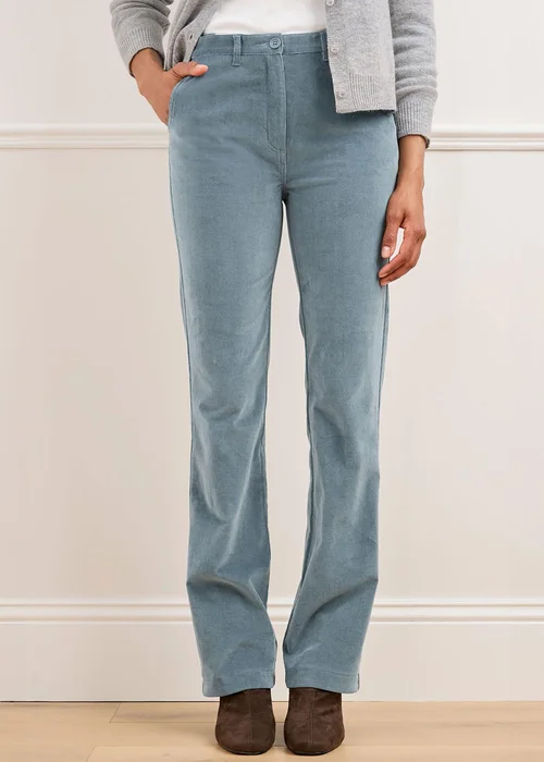 Cotton Traders Blue Haze Adjustable Waist Cord Straight Leg Trousers - 18/L31 Image 4