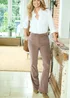 Cotton Traders Mocha Slim-Flare Stretch Cord Trousers - 20/L29 Image 1