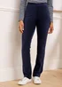 Cotton Traders Navy Slim Leg Pull On Stretch Jersey Cord Trousers - 14/L27 Image 1