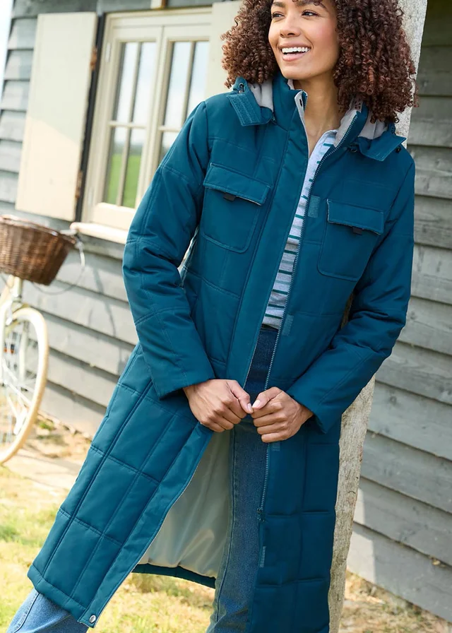 Cotton Traders Jade Long Padded Hooded Coat