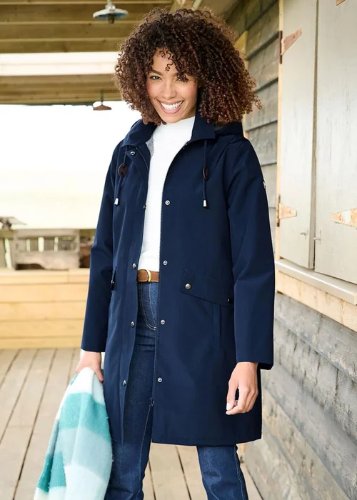 Cotton Traders Navy All-Weather Fleece Lined Waterproof Coat - 14 Image 2