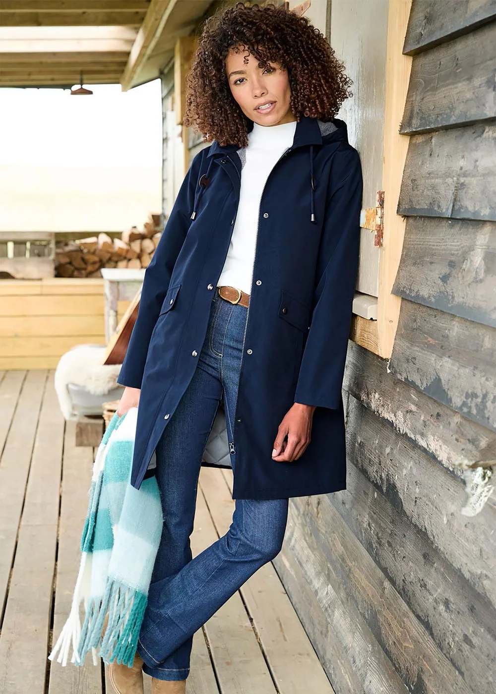 Cotton Traders Navy All-Weather Fleece Lined Waterproof Coat - 14 Image 1