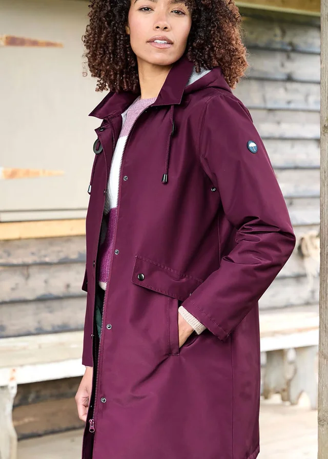 Cotton Traders Wine All-Weather Fleece Lined Waterproof Coat