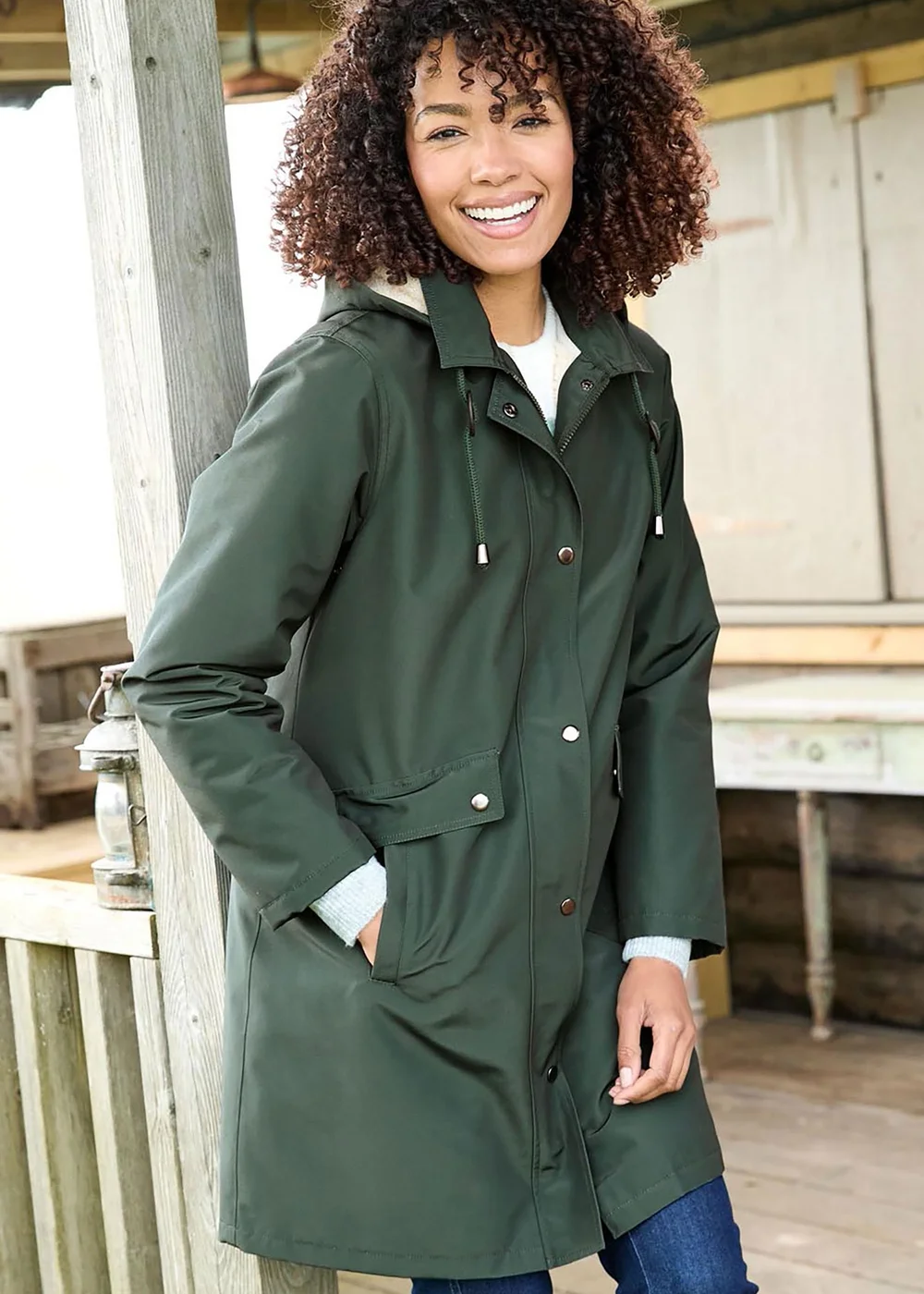 Cotton Traders Dark Pine All-Weather Fleece Lined Waterproof Coat - 8 Image 4