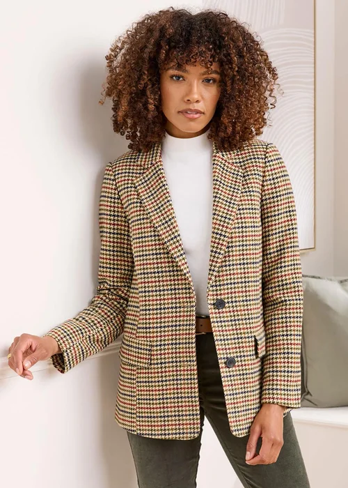 Cotton Traders Deep Khaki Check Blazer - 16 Image 2