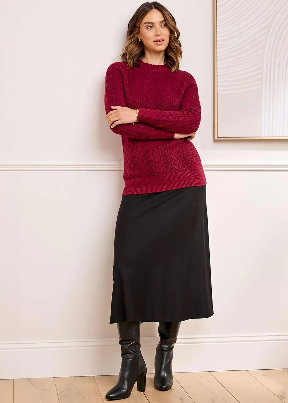 Cotton Traders Black Pull On Jersey Maxi Skirt - Size 10 Image 1