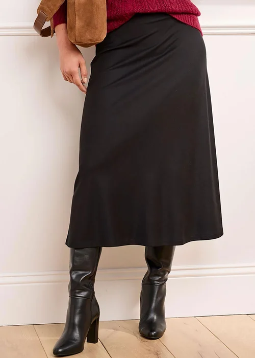 Cotton Traders Black Pull On Jersey Maxi Skirt - Size 10 Image 2