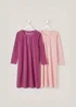 Cotton Traders Dark Rose 2 Pack Fleece Nightdresses - Size 26-28 Clothing Image 1