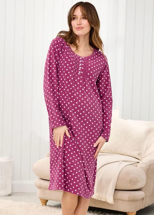 Cotton Traders Dark Rose 2 Pack Fleece Nightdresses - Size 26-28 Clothing Image 2