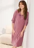 Cotton Traders Burnt Rose Velour Ribbed Long Sleeve Nightdress - Size 10-12 Image 4