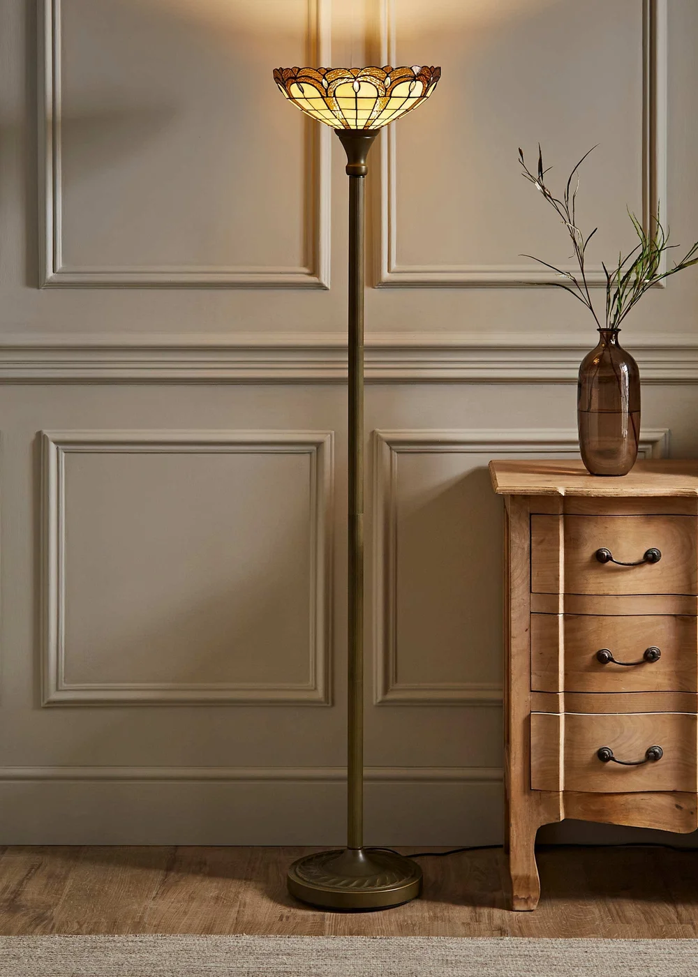 ValueLights Tiffany Jewel Stained Glass Uplighter Floor Lamp - One Size Image 1