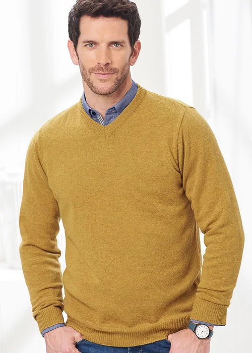 Cotton Traders Saffron Lambswool Rich V Neck Jumper - 3XL Image 2