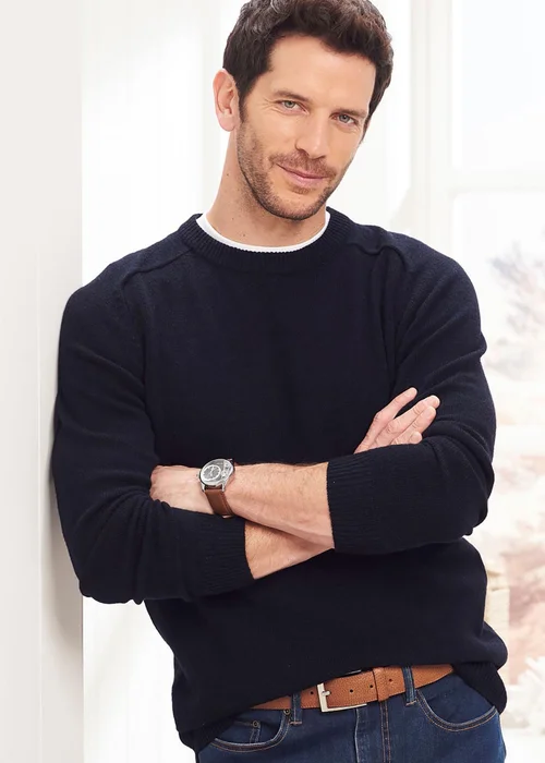 Cotton Traders Midnight Lambswool Rich Crew Neck Jumper - 4XL Image 2