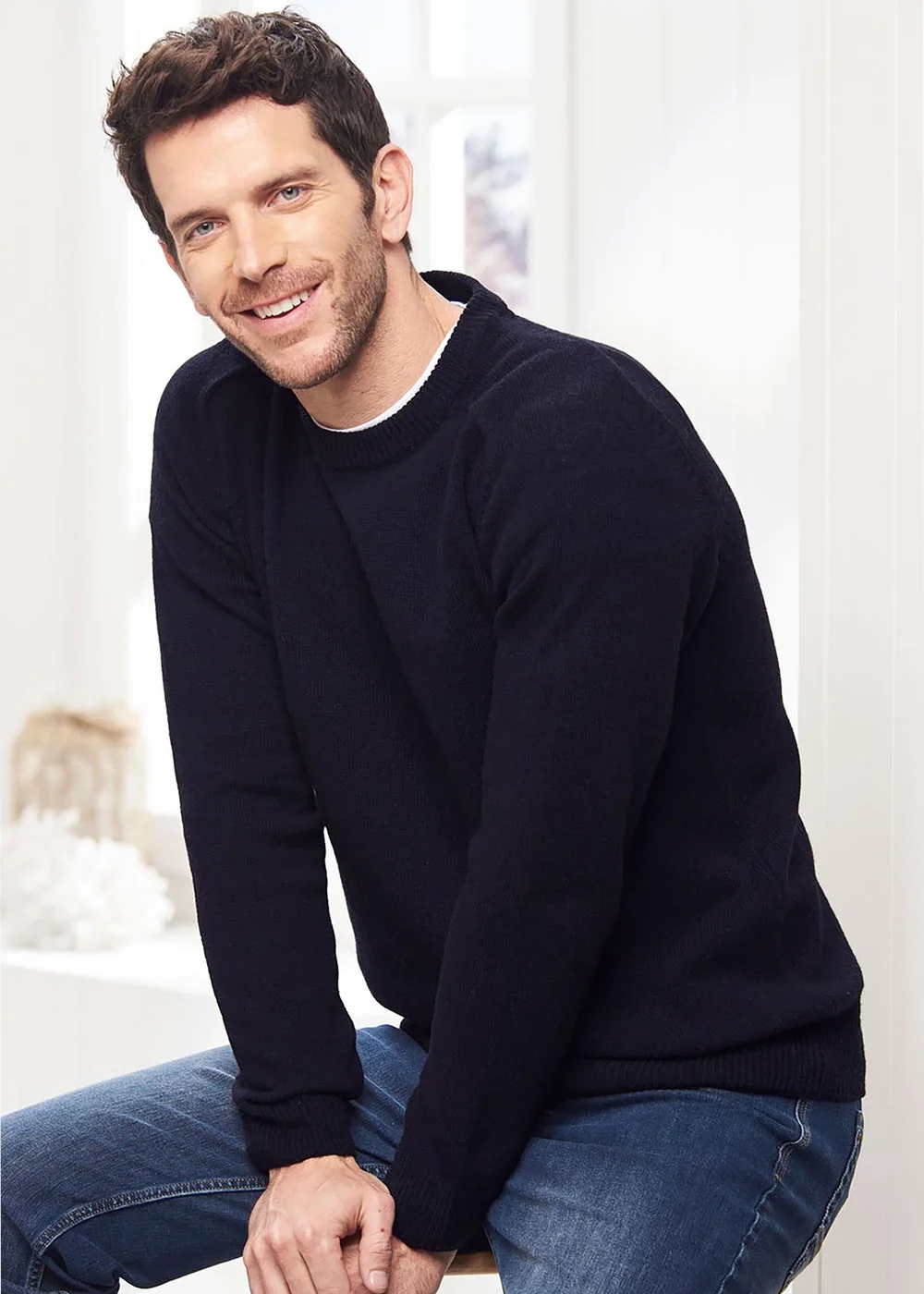 Cotton Traders Midnight Lambswool Rich Crew Neck Jumper - 4XL Image 1