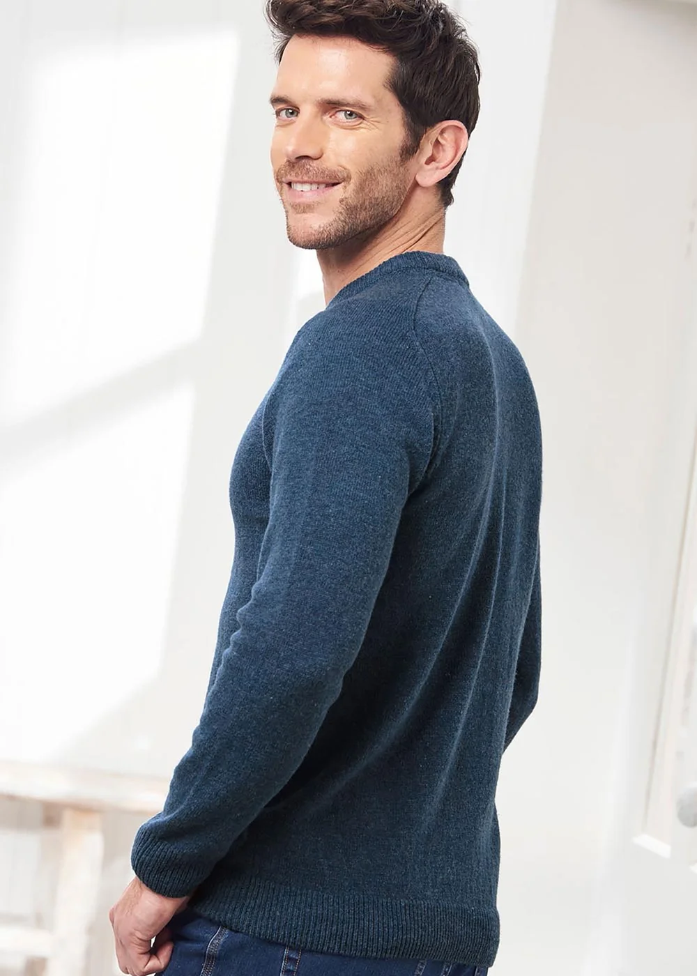 Cotton Traders Steel Blue Lambswool Rich Crew Neck Jumper - XXL Image 2