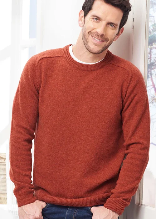 Cotton Traders Ginger Lambswool Rich Crew Neck Jumper - Large Image 1