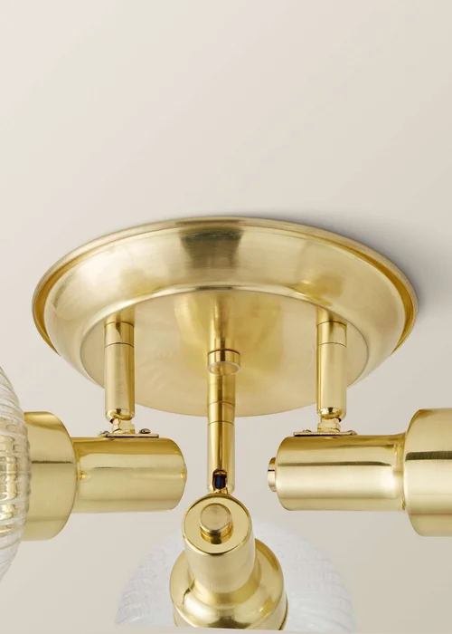 ValueLights Calpe 3 Way Brass Ceiling Spotlight Ribbed Clear Shades - One Size Image 6