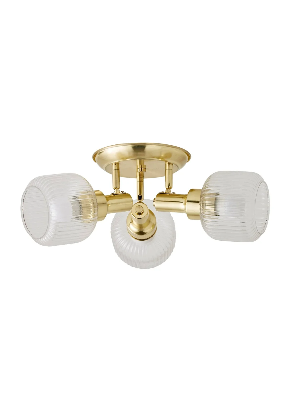 ValueLights Calpe 3 Way Brass Ceiling Spotlight Ribbed Clear Shades - One Size Image 5