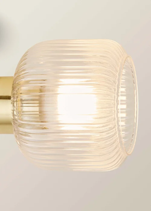 ValueLights Calpe 3 Way Brass Ceiling Spotlight Ribbed Clear Shades - One Size Image 4