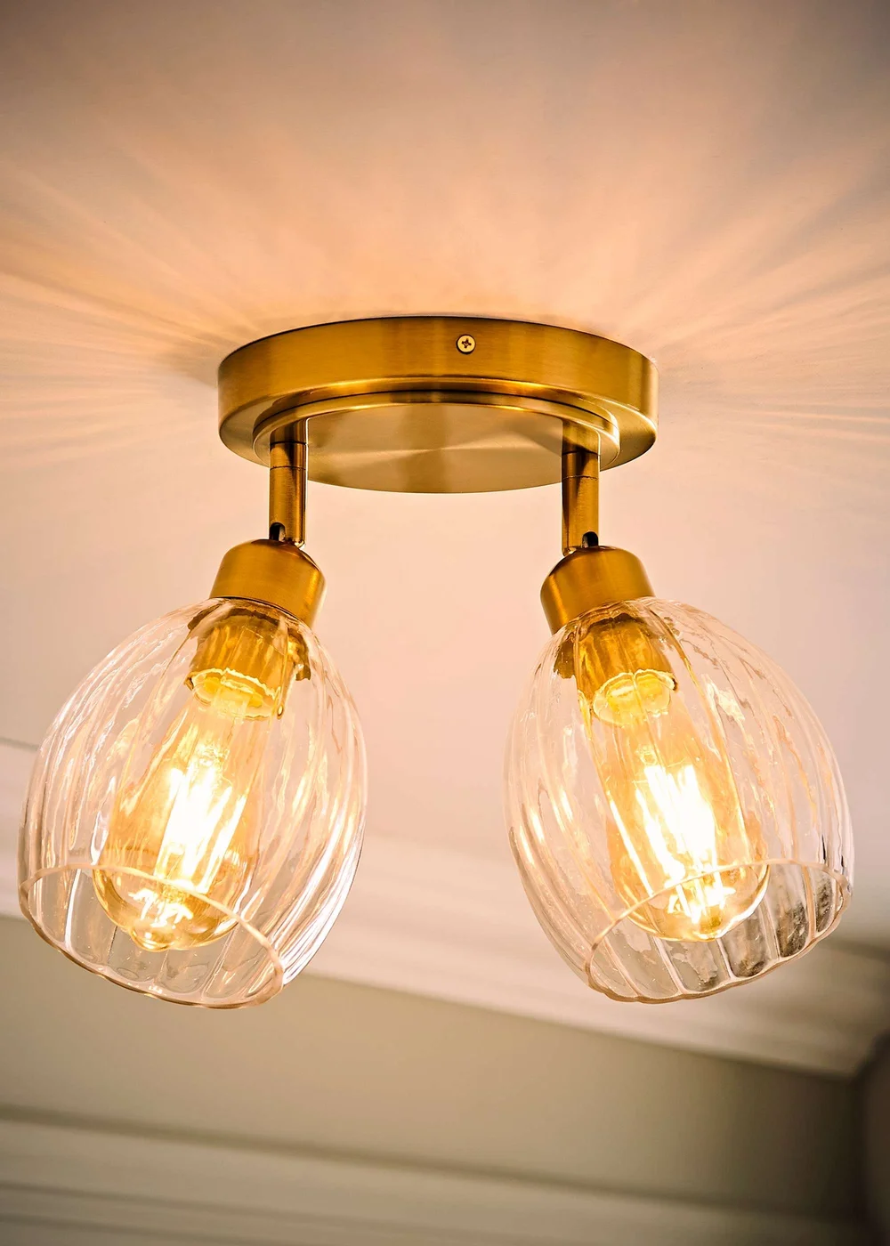 ValueLights Cheltenham 2 Way Gold Ceiling Spotlight Ribbed Shades - One Size Image 2