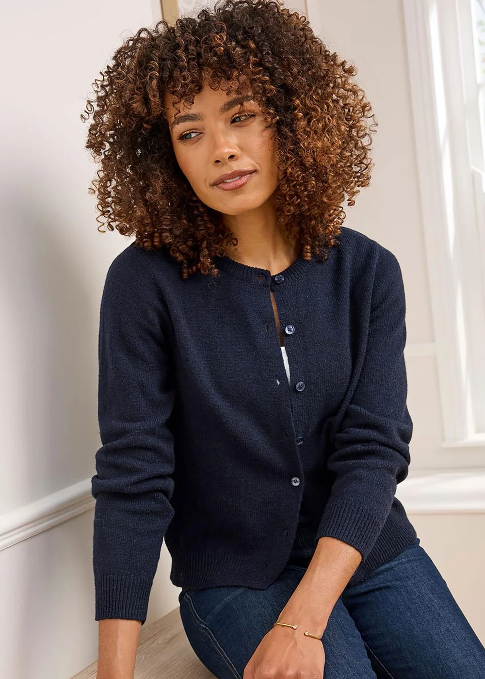 Cotton Traders Midnight Lambswool Rich Cardigan - Size 8 Image 1