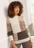 Cotton Traders Dark Chestnut Patchwork Crew Neck Jumper - Size 24 Image 2