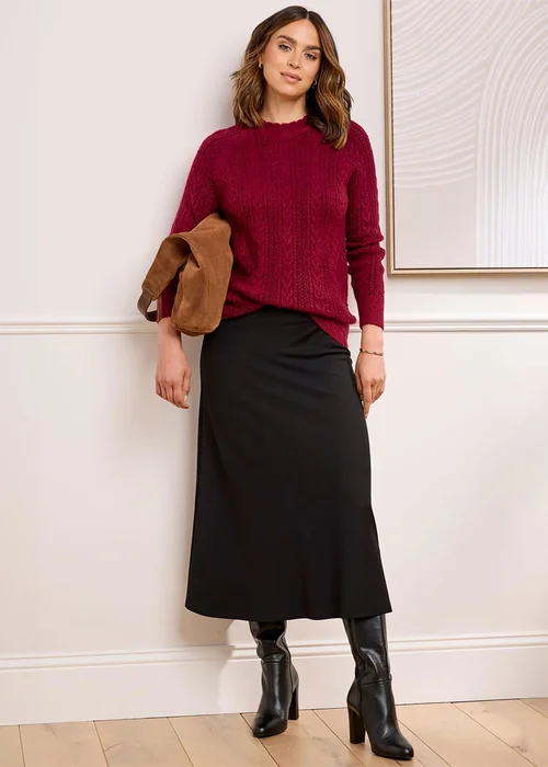 Cotton Traders Rusty Red Cable Detail Jumper - Size 10 Image 1