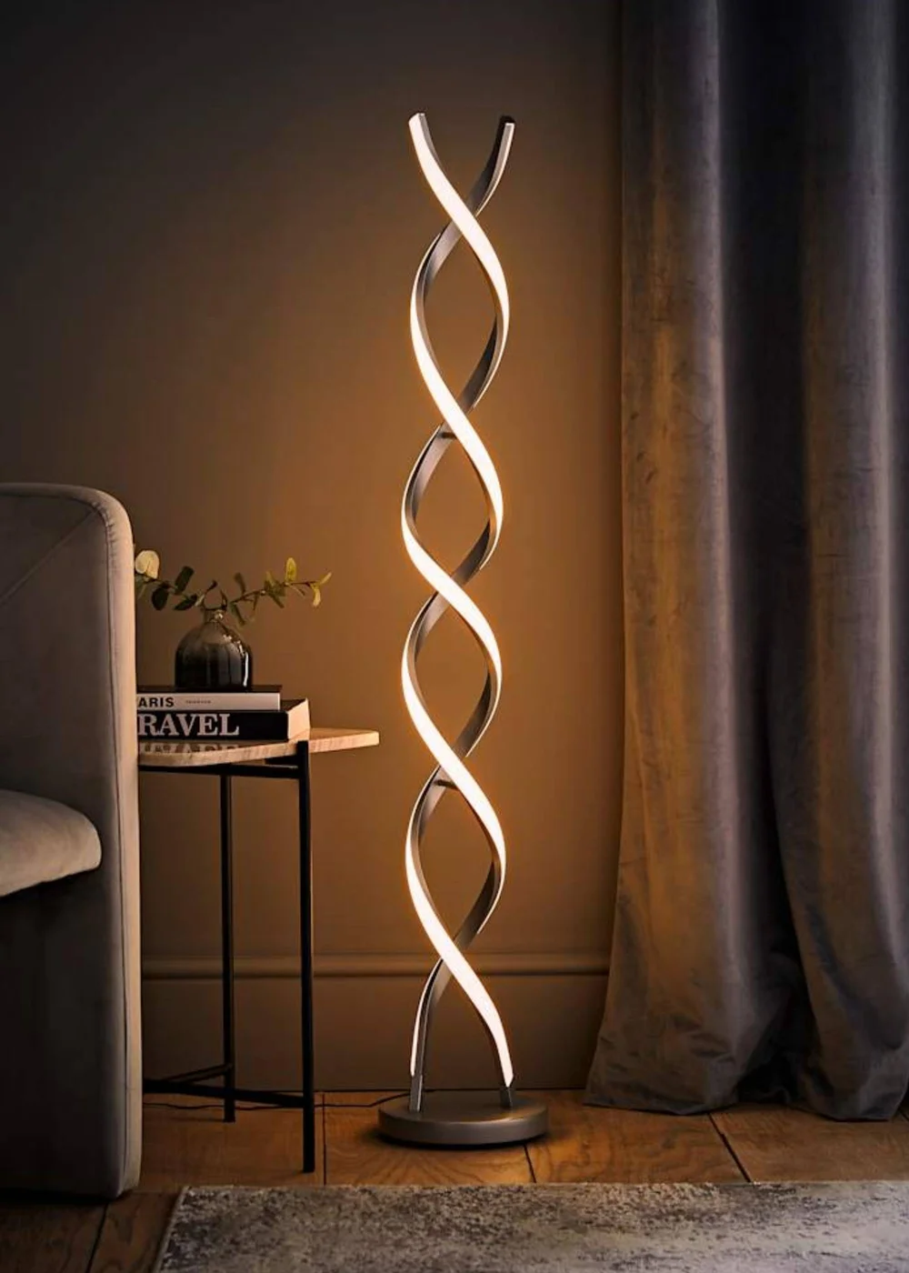 ValueLights Infinity Double Twist Integrated LED Grey Floor Lamp - One Size Image 2