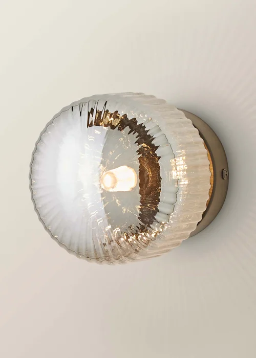 ValueLights Calpe Brushed Black Wall Light Ribbed Smoked Shade - One Size Image 3