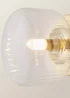 ValueLights Calpe Brushed Gold Flush Wall Light Ribbed Clear Shade - One Size Image 4